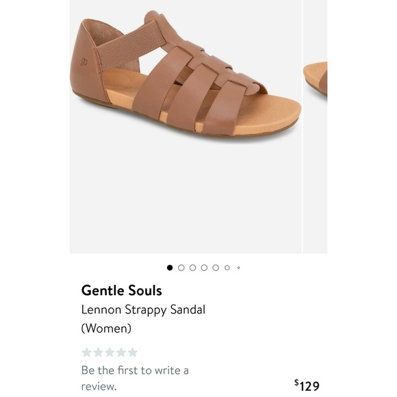 Gentle Souls Strappy Sandals Women Beige Leather‎ Elastic Comfort Flat Size 6.5 - Picture 2 of 10